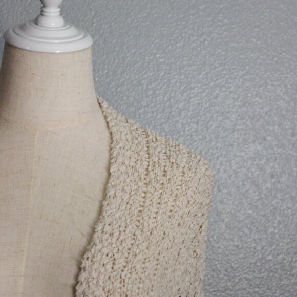 Knox Rose Fuzzy Cardigan Sweater Open Front Beige/Off White Size S - Picture 3 of 8